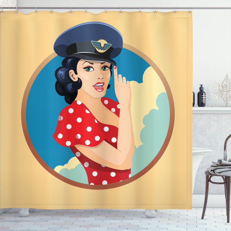 Pilot Captain Hat Shower Curtain