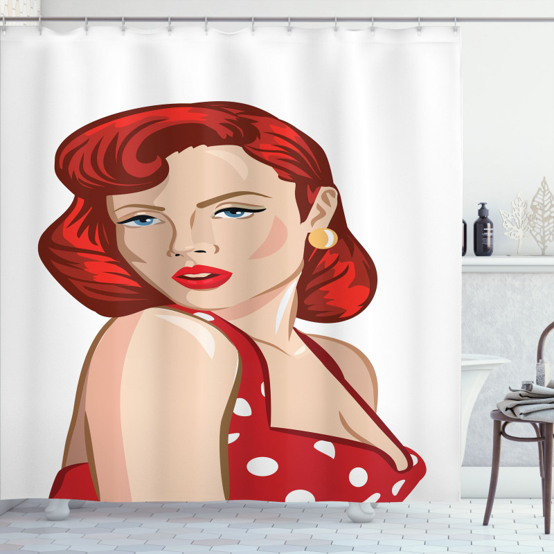 Rolled Hair Ginger Shower Curtain