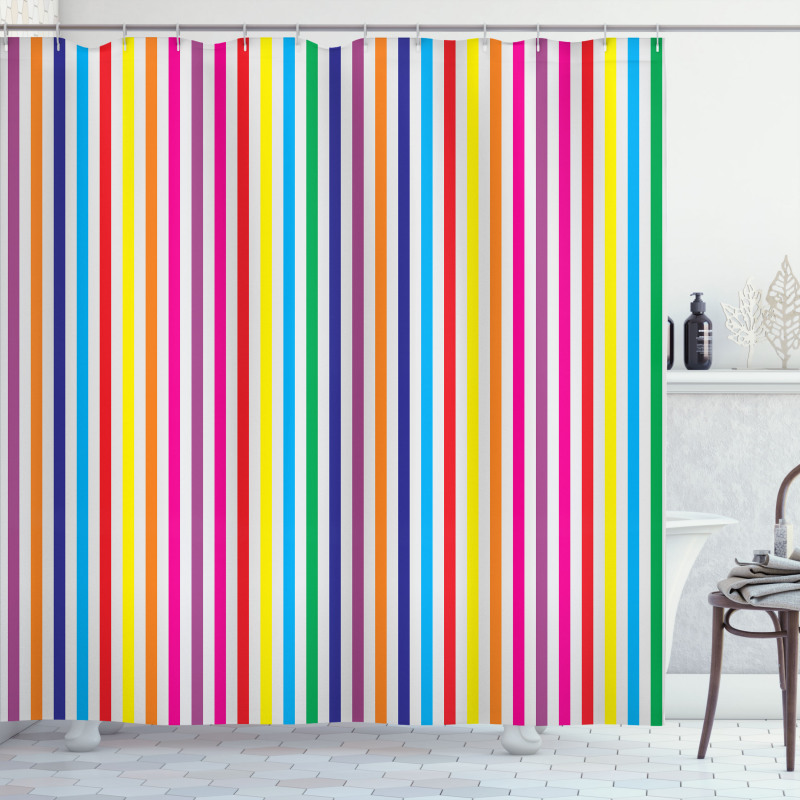 Vertical Stripes Print Shower Curtain