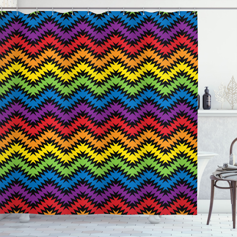 Jagged Zigzag Pattern Shower Curtain