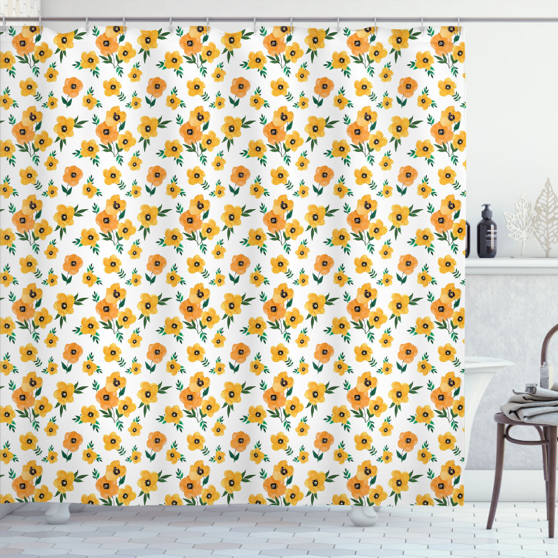 Floral Romantic Print Shower Curtain