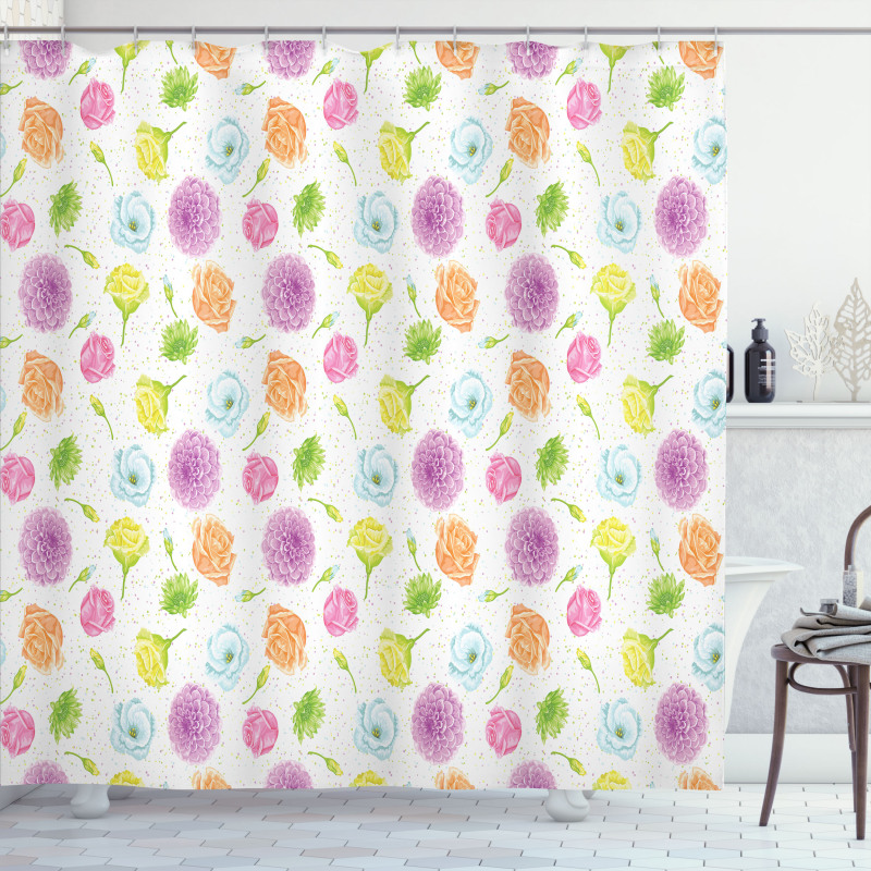 Delicate Flowers Sketch Shower Curtain