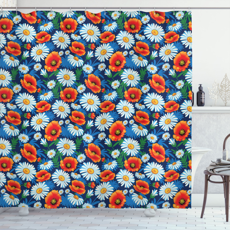 Vibrant Colored Poppies Shower Curtain