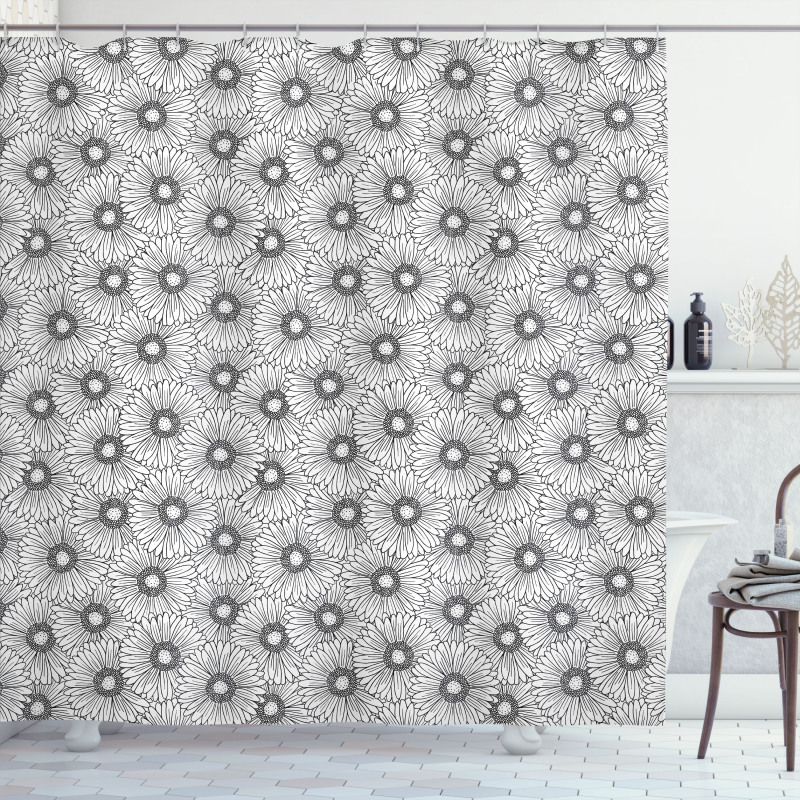 Overlapped Gerbera Floral Shower Curtain