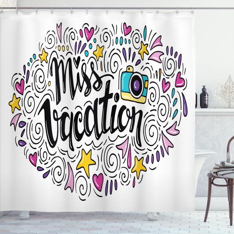 Miss Vacation Doodle Shower Curtain