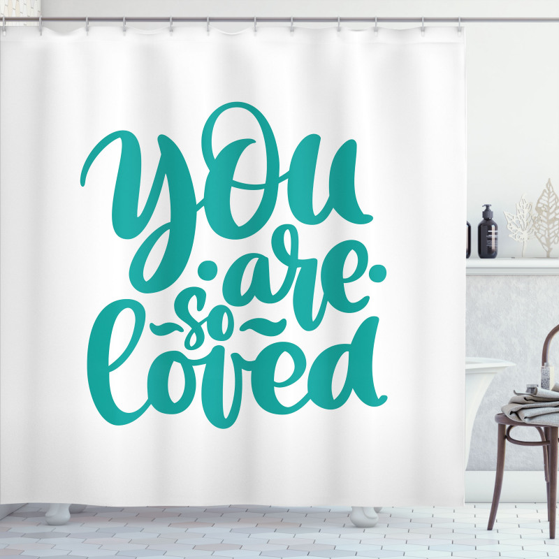 You Are Loved Valentines Shower Curtain