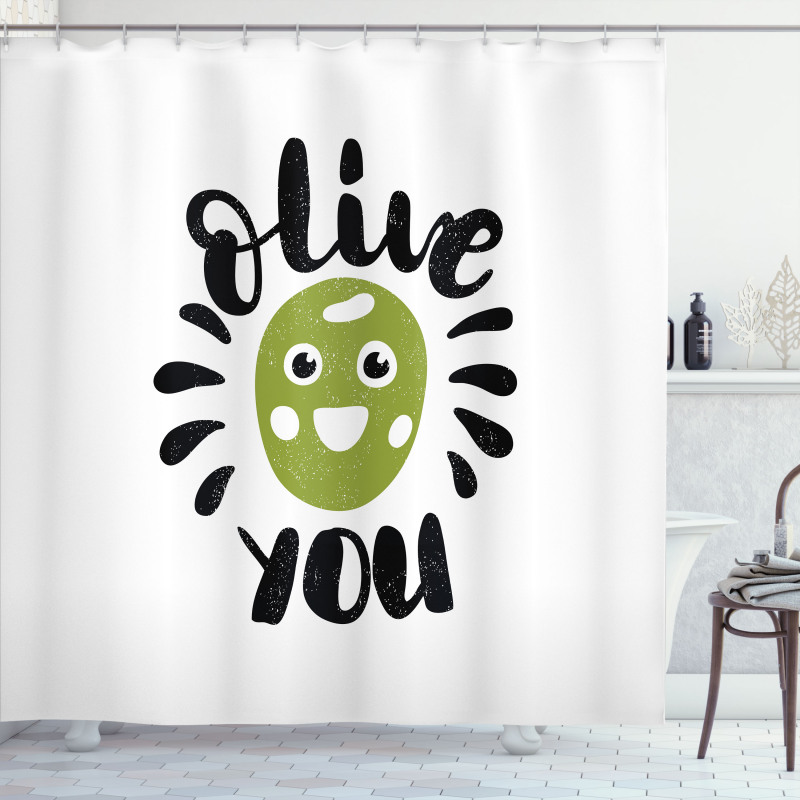 Olive You Funny Grunge Shower Curtain