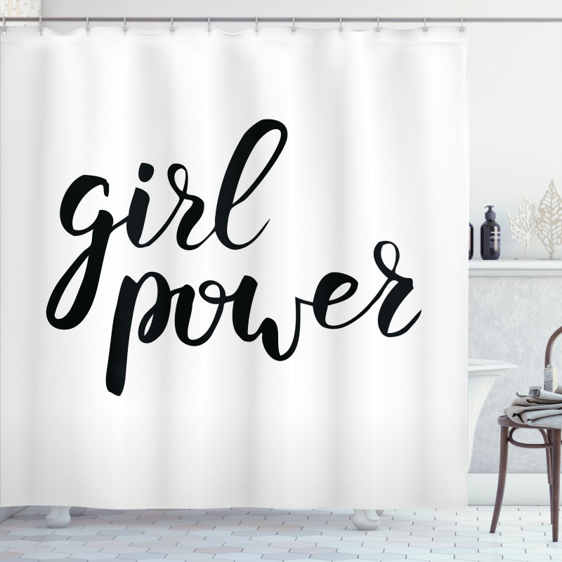 Girl Power Feminist Text Shower Curtain