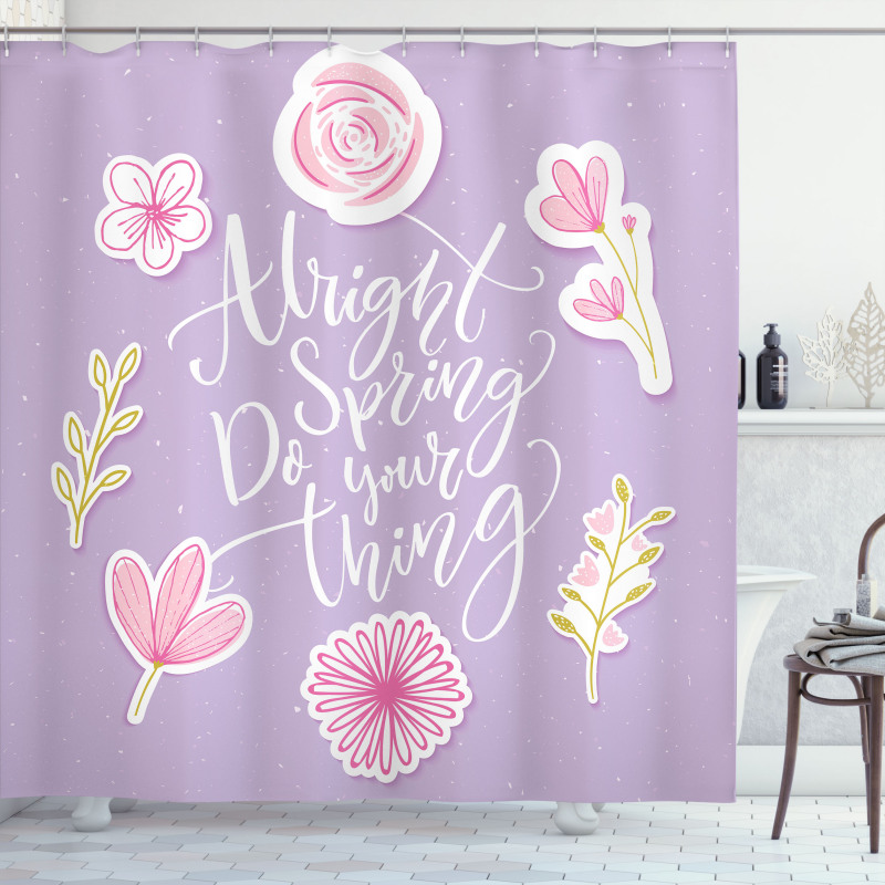 Spring Theme Funny Floral Shower Curtain