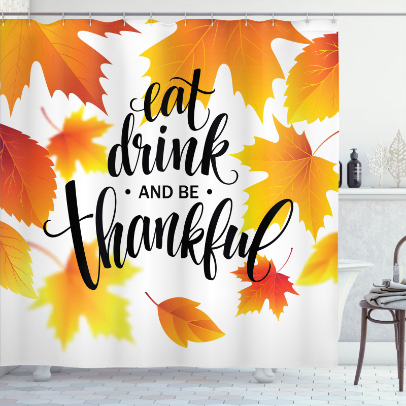Autumn Thanksgiving Text Shower Curtain