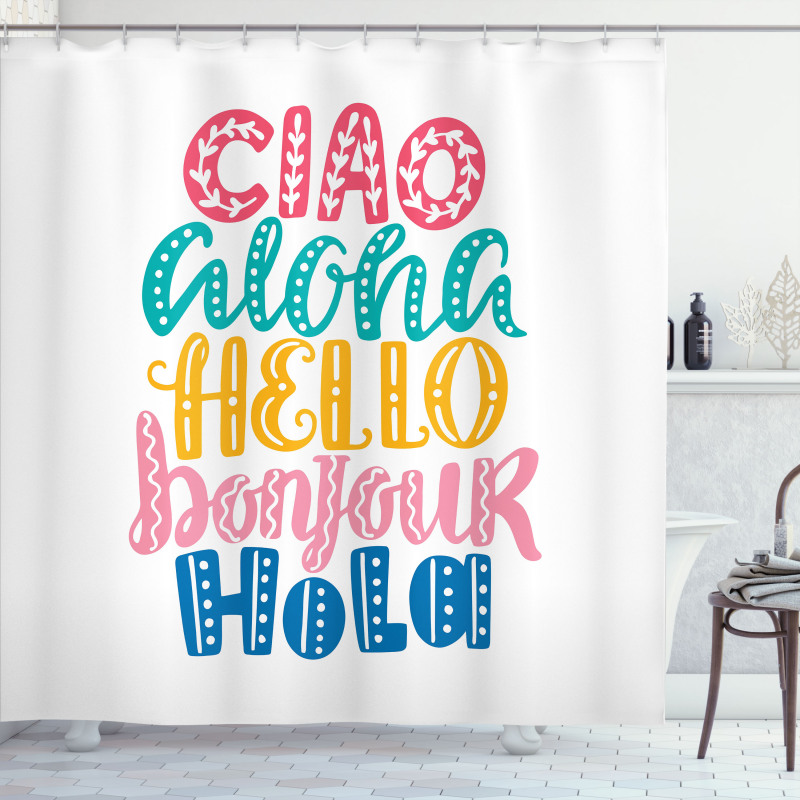 Hello Different Languages Shower Curtain
