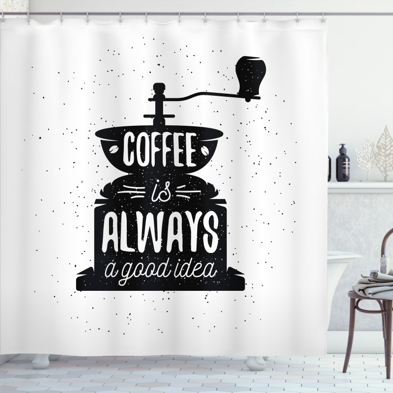 Grungy Typography Coffee Shower Curtain