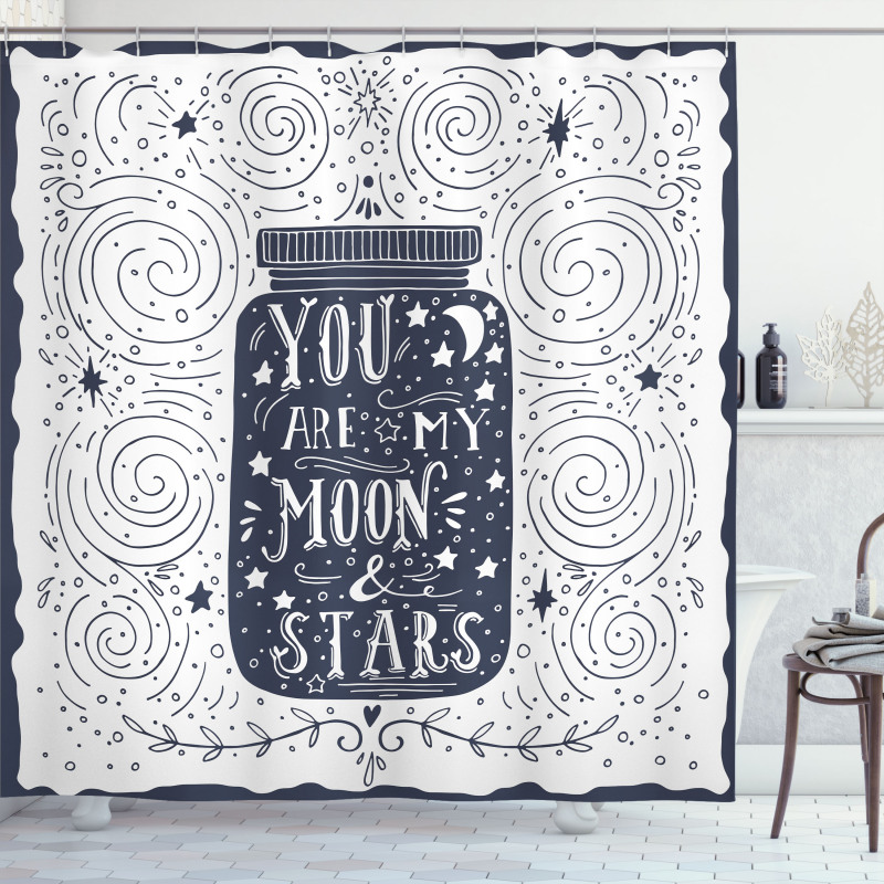 Vintage Doodle Curl Star Shower Curtain