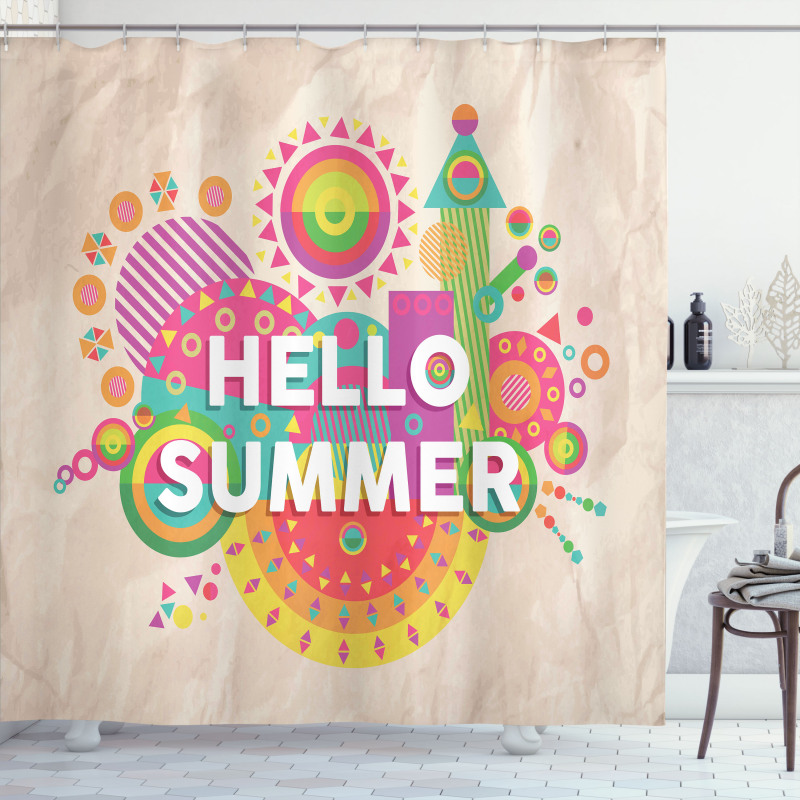 Hello Summer Typography Shower Curtain
