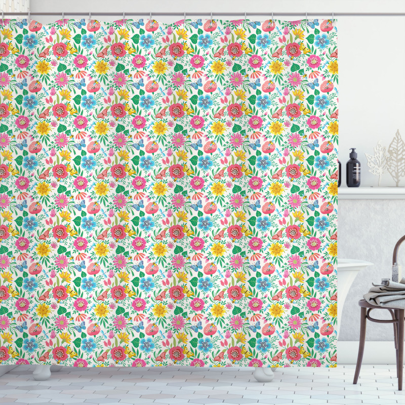Butterflies and Bees Shower Curtain