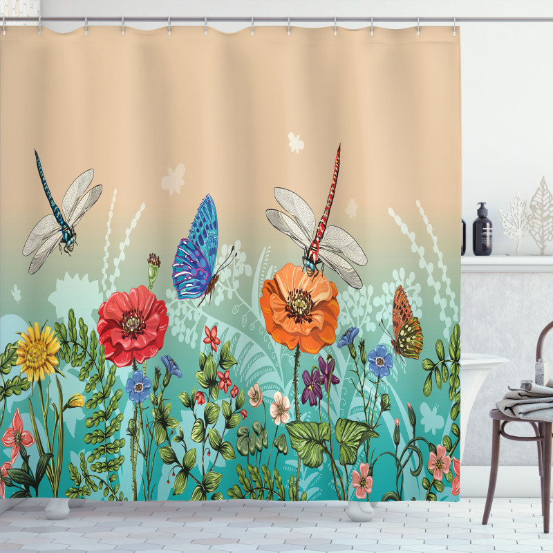 Flourishing Nature Bugs Shower Curtain