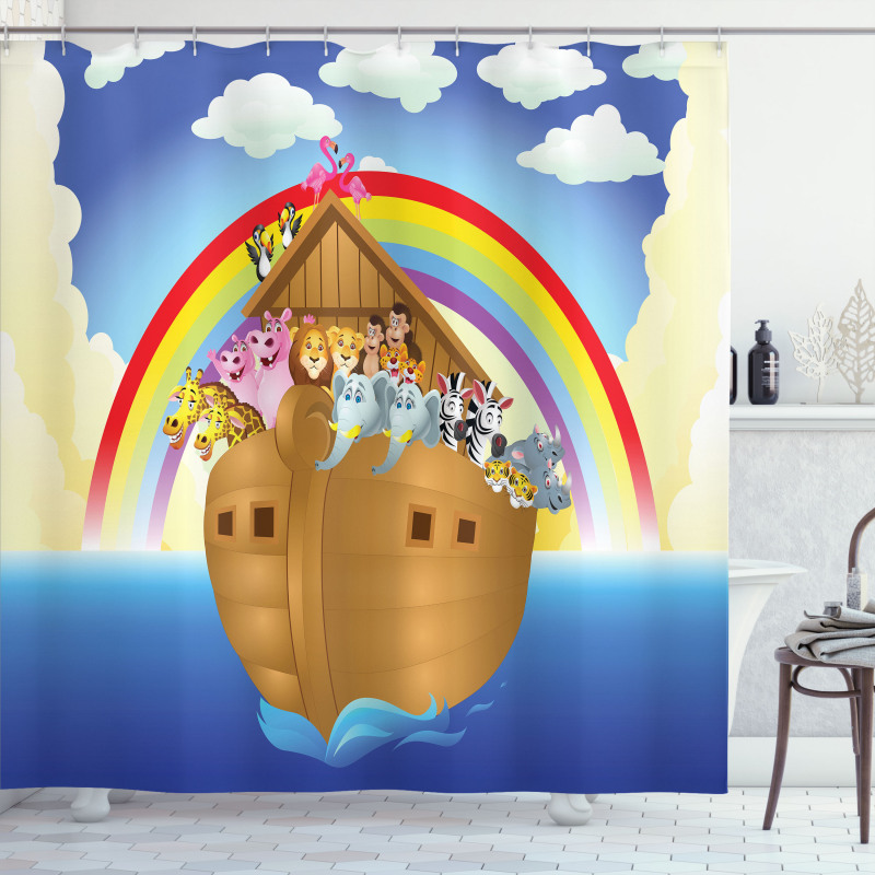Clouds Animals Ship Ancient Shower Curtain