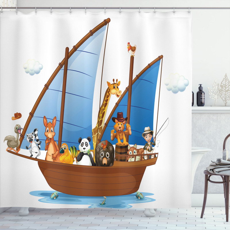Animal Boat Sailing Ancient Shower Curtain