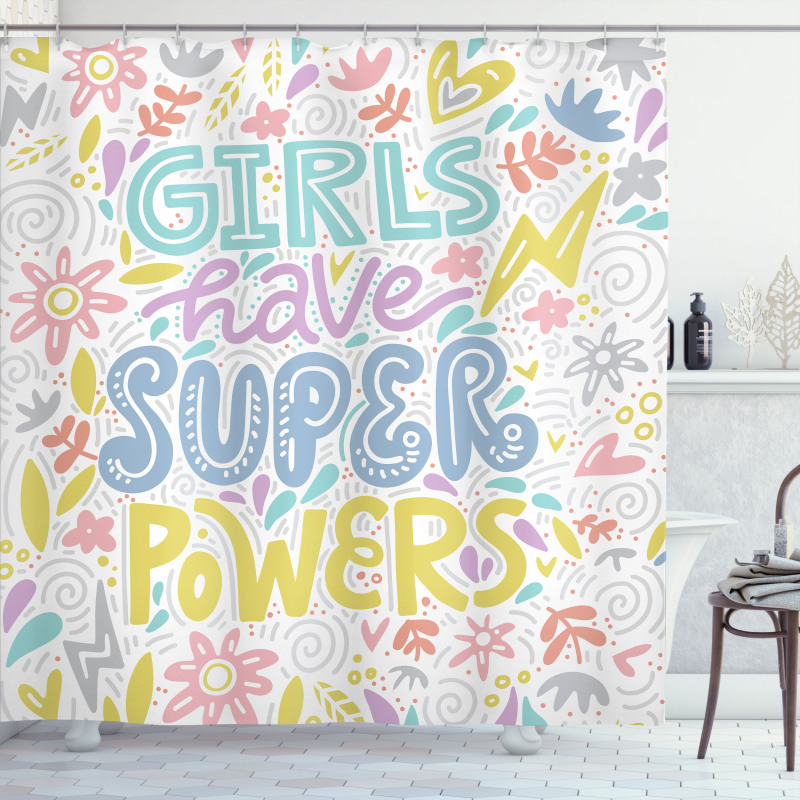 Boho Floral Girl Power Shower Curtain
