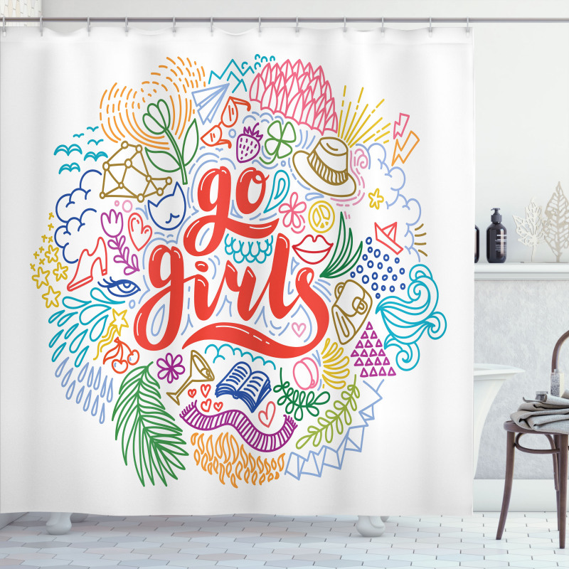 Go Girls Lettering Art Shower Curtain