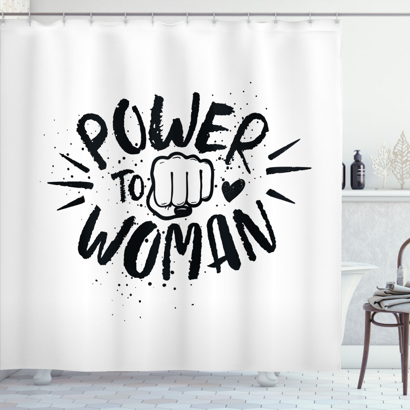 Power Woman Fist Shape Shower Curtain
