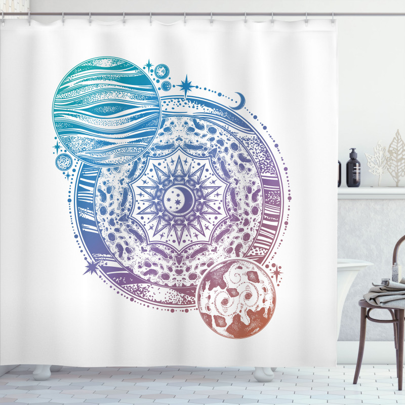 Moon and Planet Shower Curtain