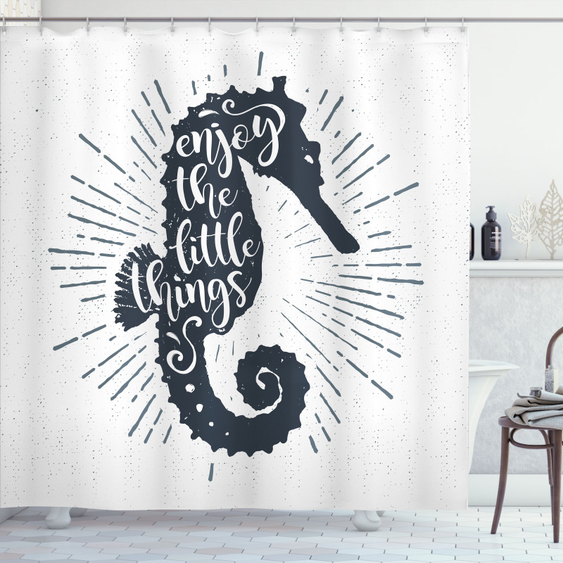 Uplifting Phrase Seahorse Shower Curtain