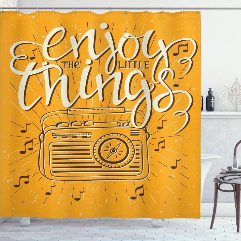 Retro Radio Playing Music Shower Curtain