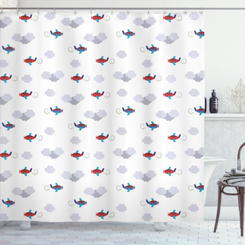 Cartoon Planes in Sky Shower Curtain