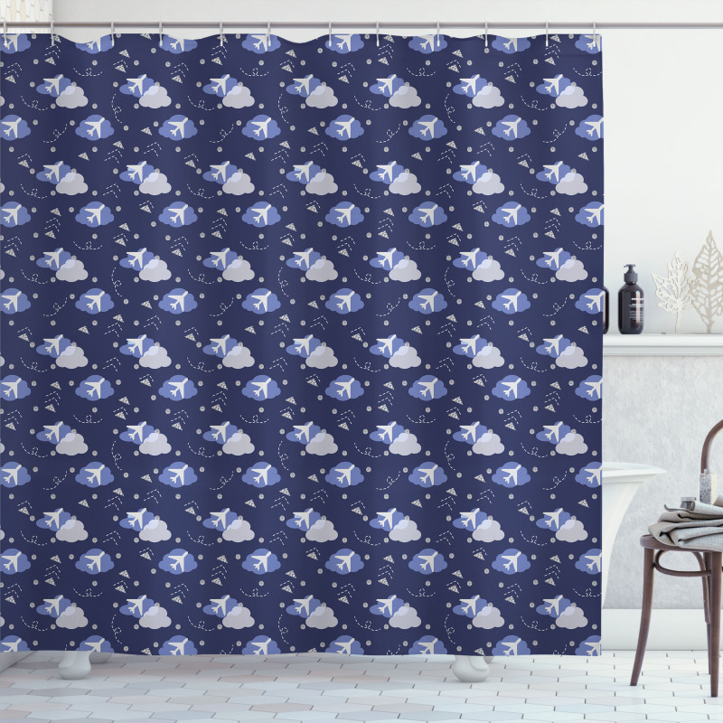 Geometrical Aircraft Shower Curtain