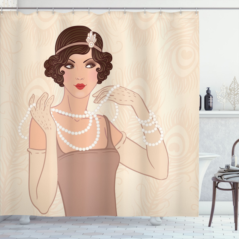 Brunette Flapper Shower Curtain