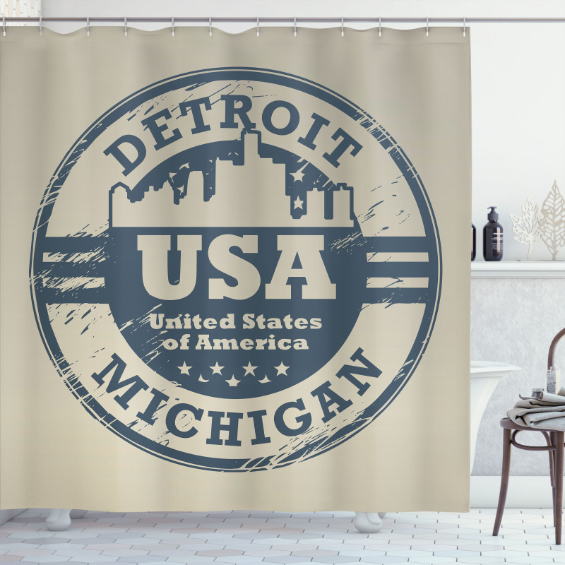 Detroit Michigan Stamp Shower Curtain