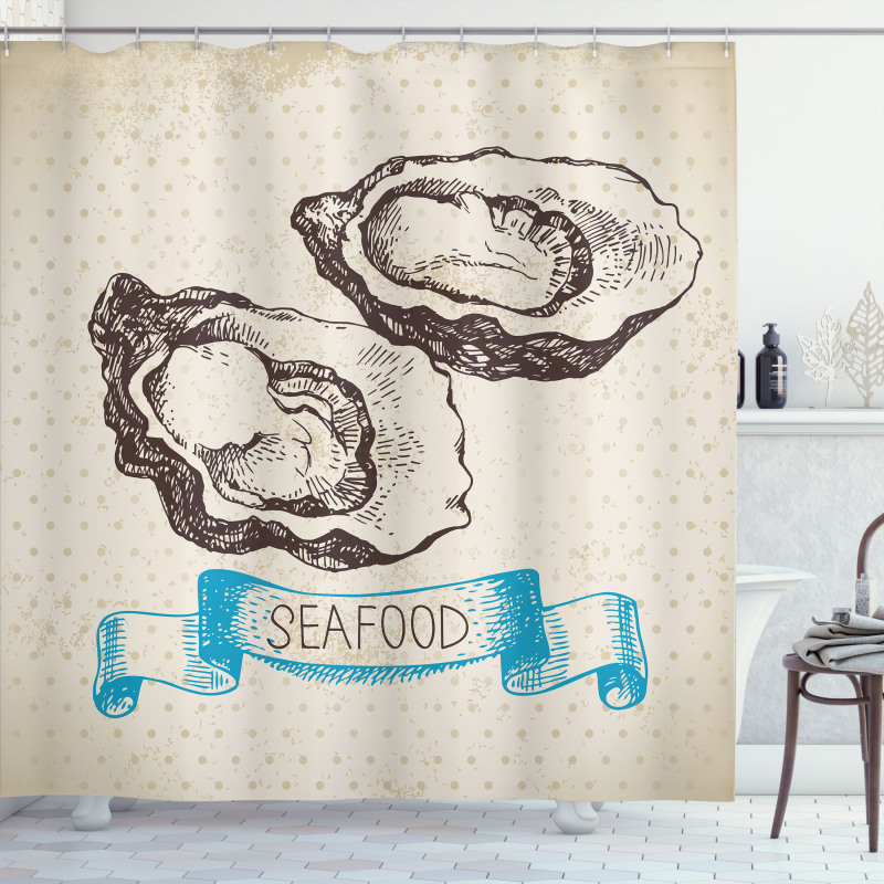 Sketch Virginica Oyster Shower Curtain