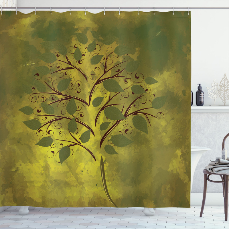 Tiny Tree with Lobed Leaf Shower Curtain