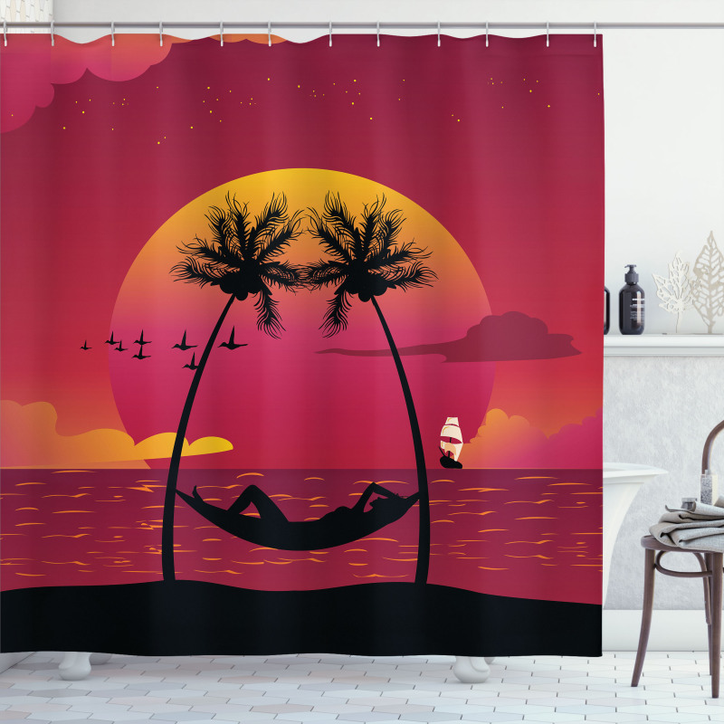 Girl in Hammock Paradise Shower Curtain