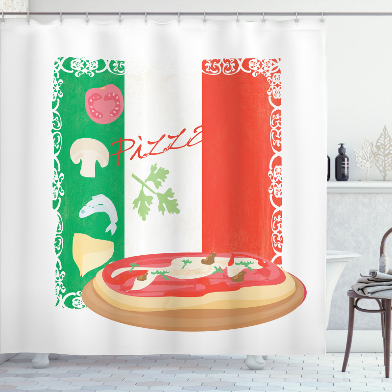 Italian Cuisine and Flag Shower Curtain