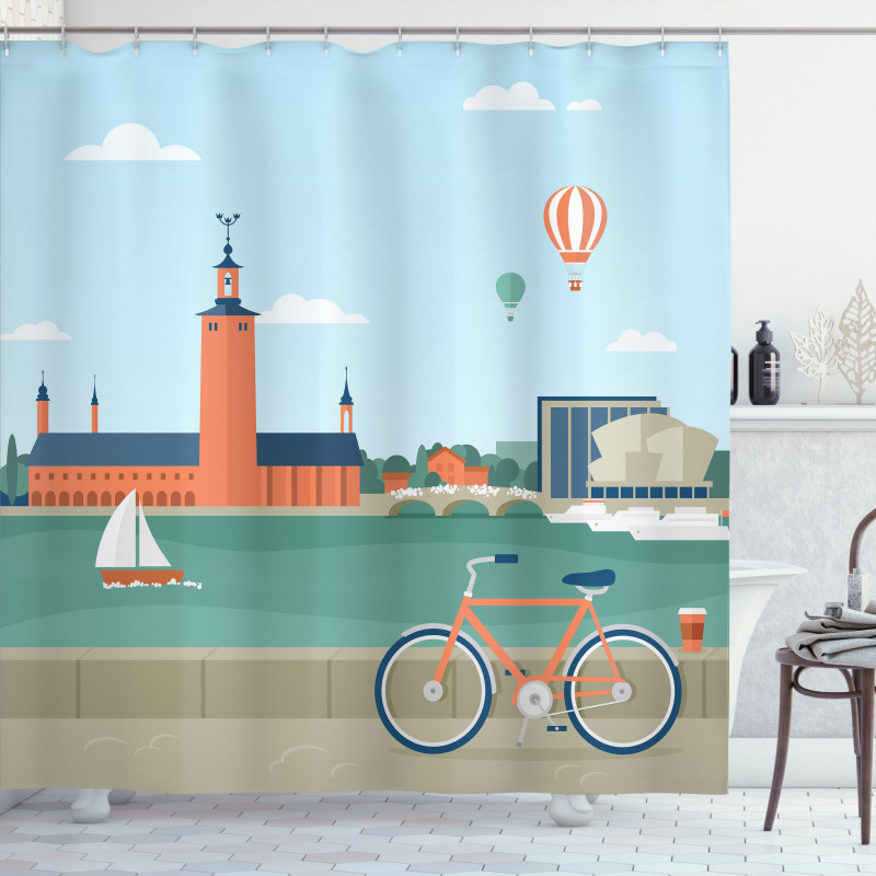 Stockholm Sweden Bicycle Shower Curtain