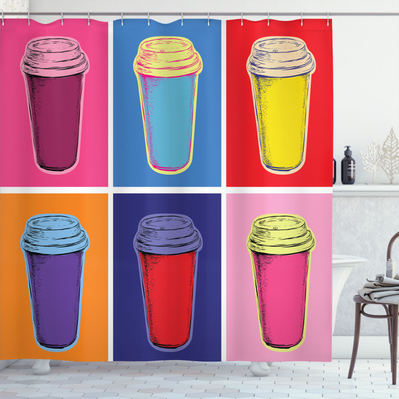 Modern Pop Art Cups Shower Curtain