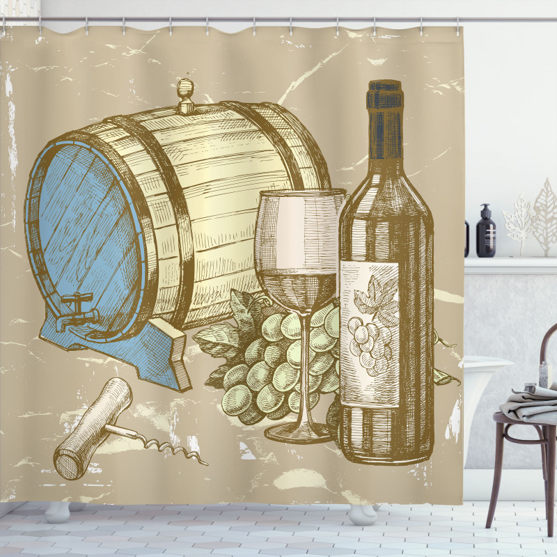 Vintage Themed and Grapes Shower Curtain
