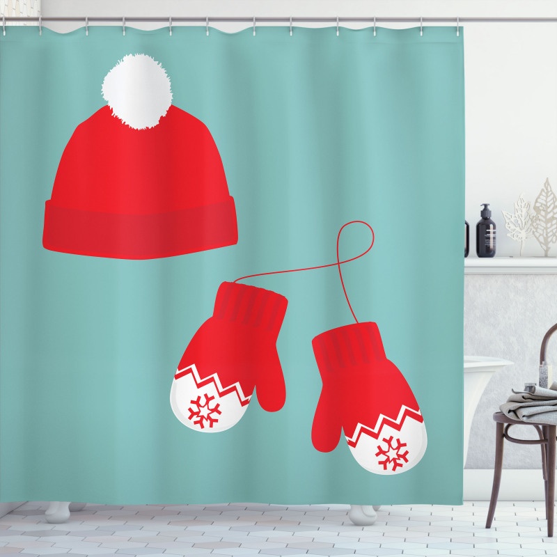 Pair of Mittens Hat Shower Curtain