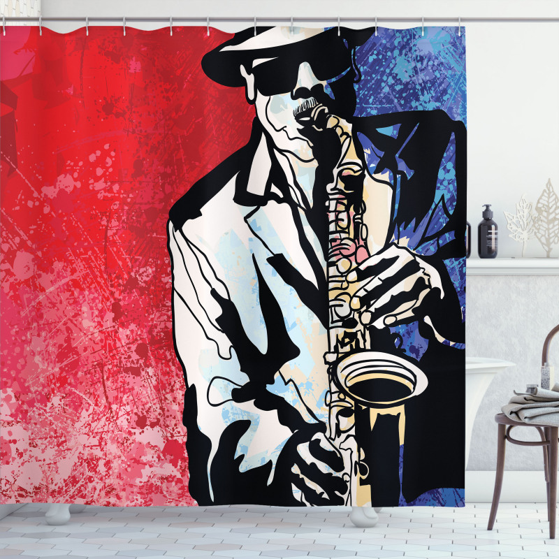 Musician Playing Saxophone Shower Curtain