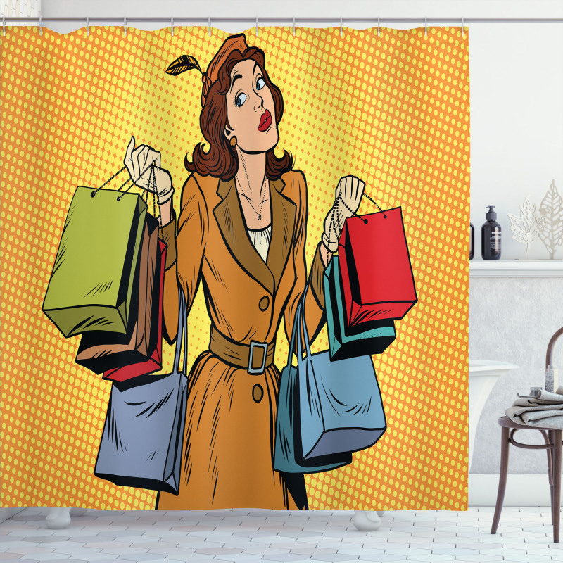 Pop Art Shopping Shower Curtain