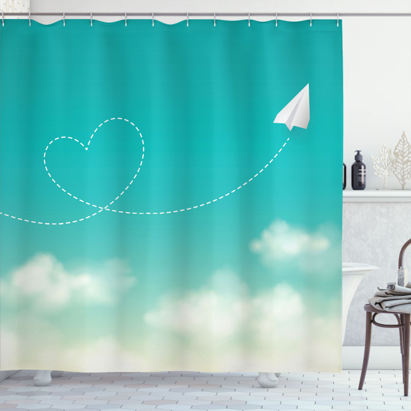 Paper Plane and Heart Shower Curtain