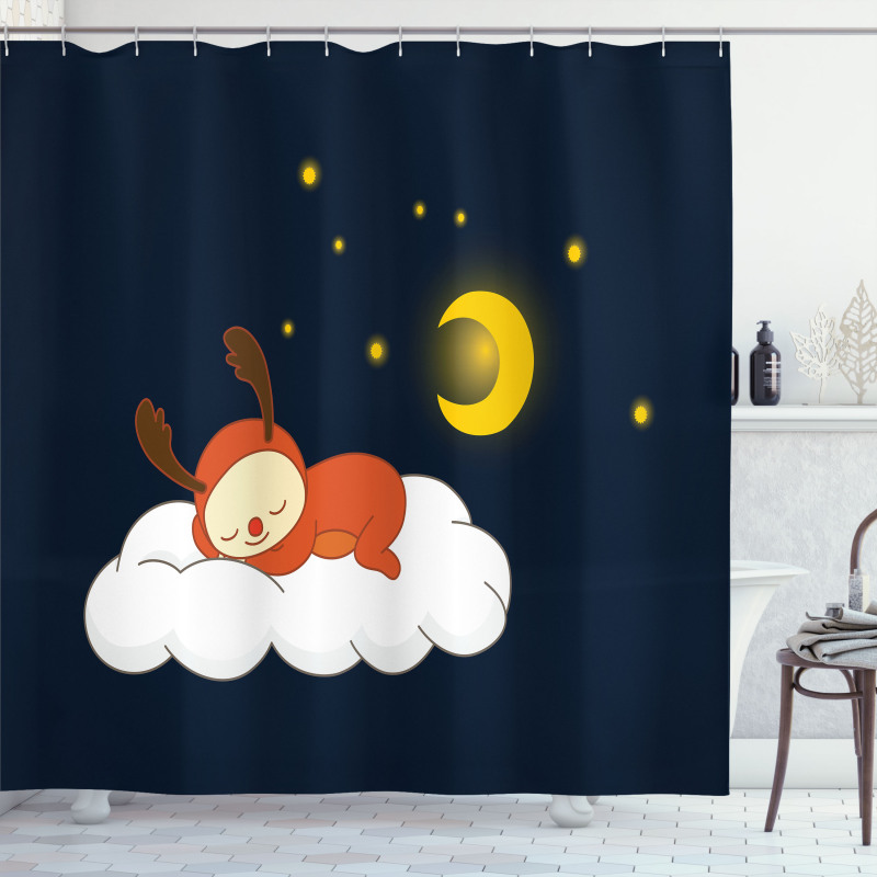 Reindeer Sleeping in Sky Shower Curtain