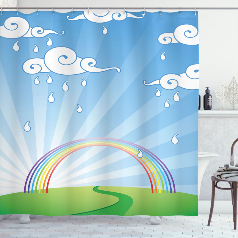 Sun Beams Behind a Hill Shower Curtain