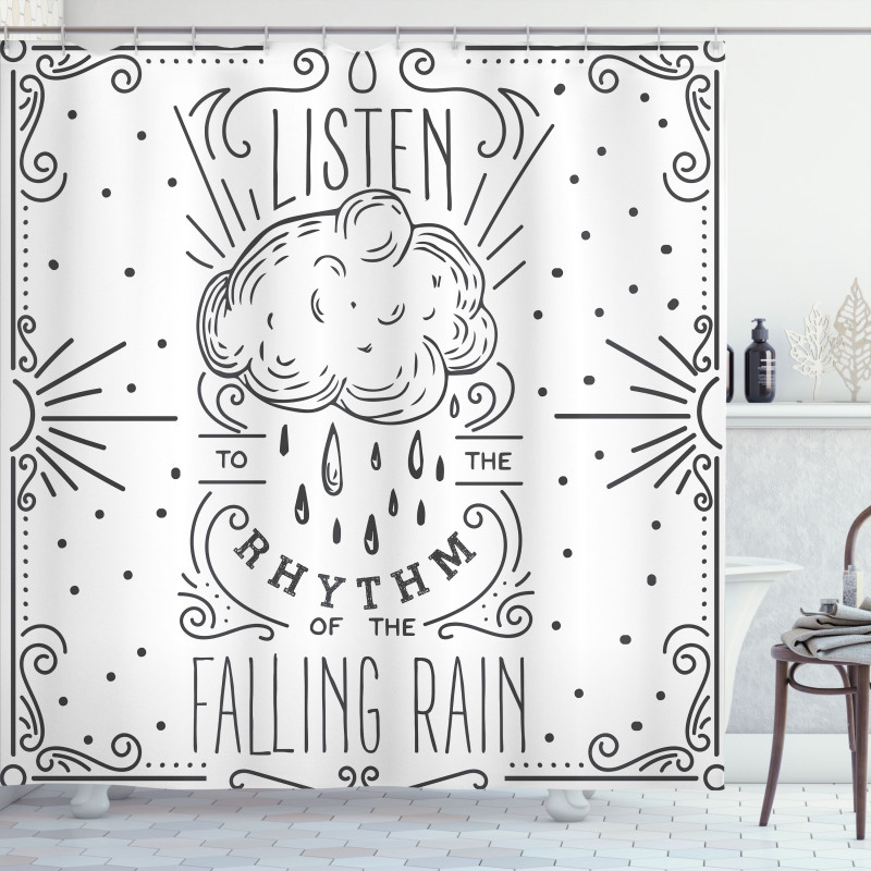 Lettering Words and Sun Shower Curtain