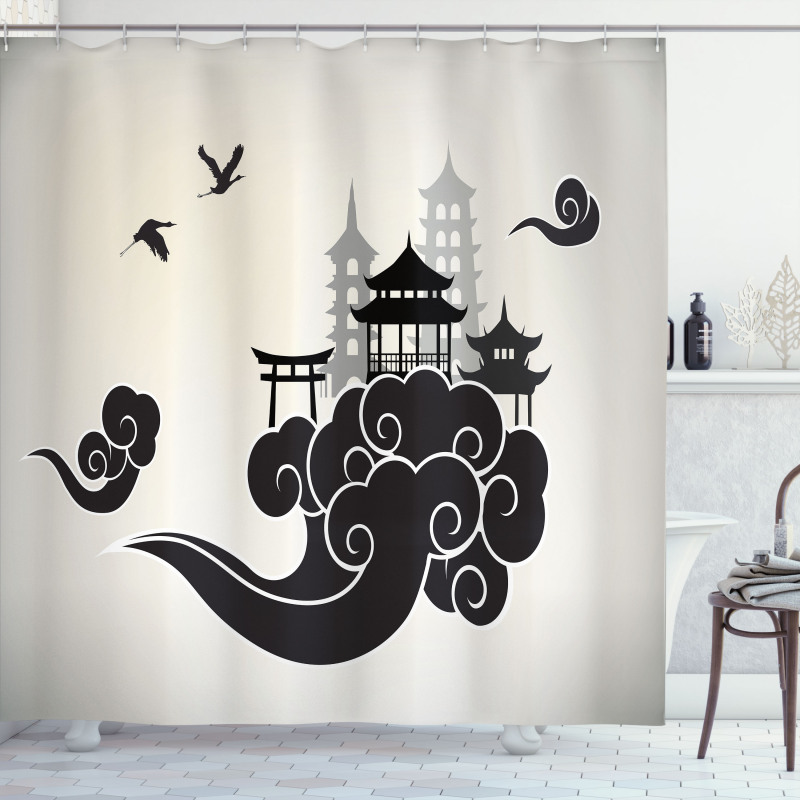 Pouff Figure and Pavilion Shower Curtain