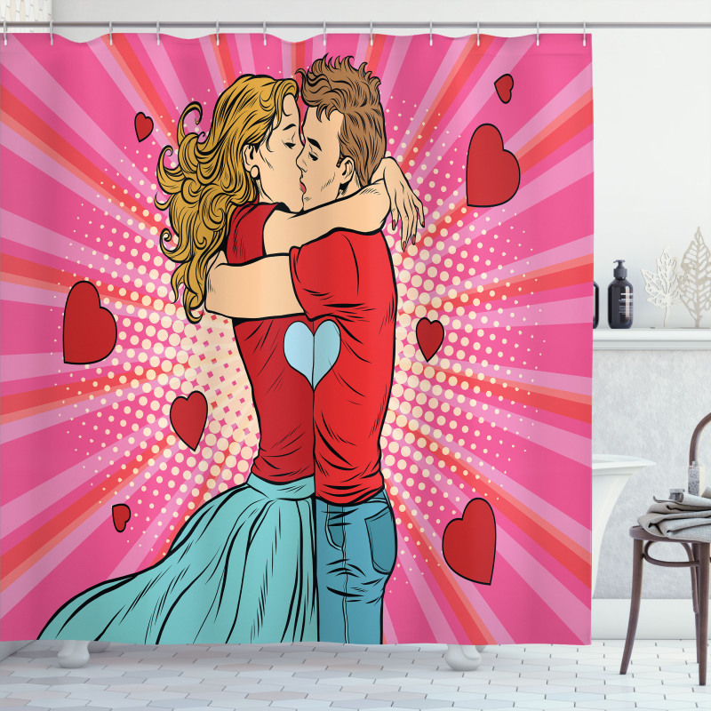 Pop Art Romantic Date Shower Curtain