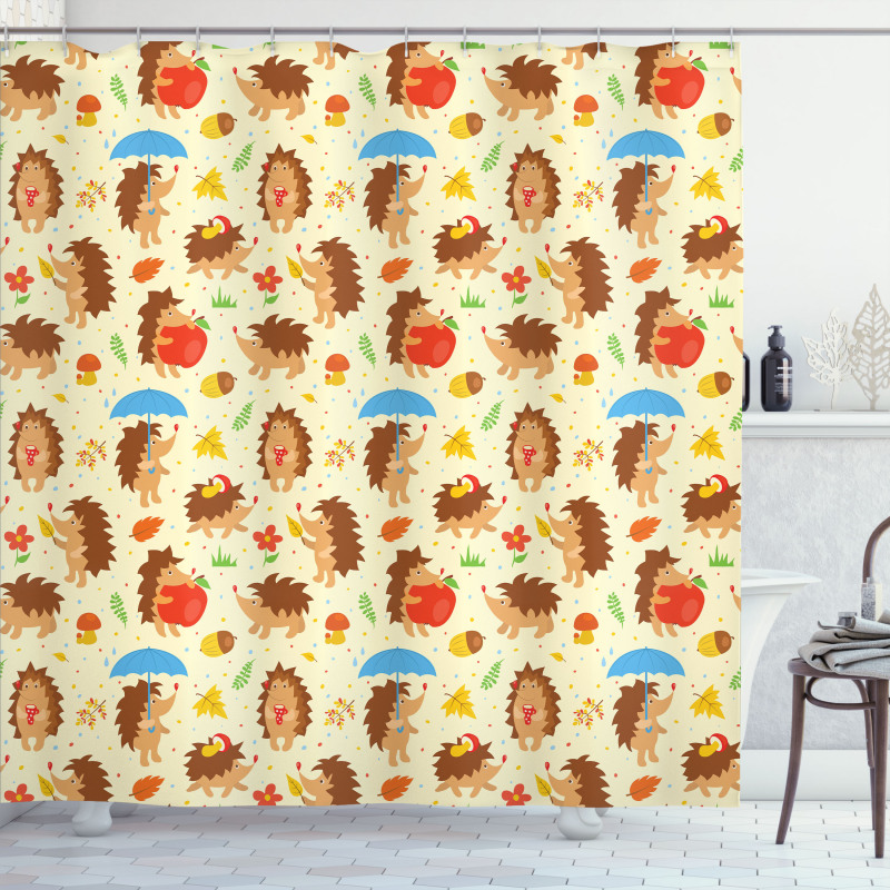 Cartoon Woodland Dots Shower Curtain