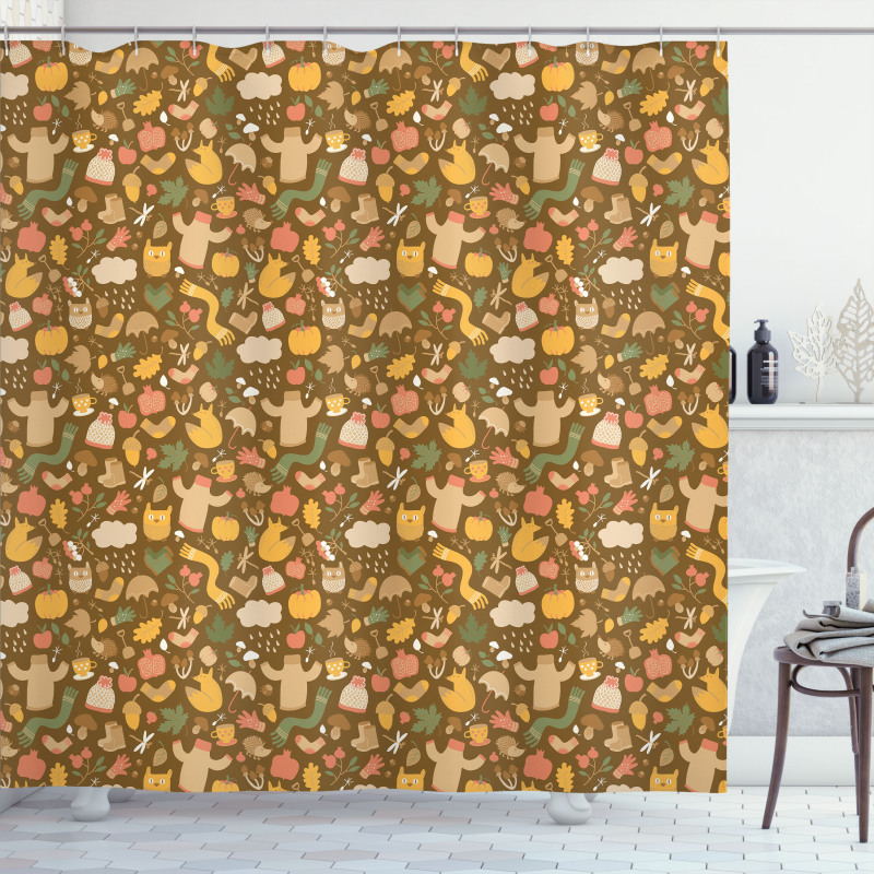 Fall Season Elements Shower Curtain